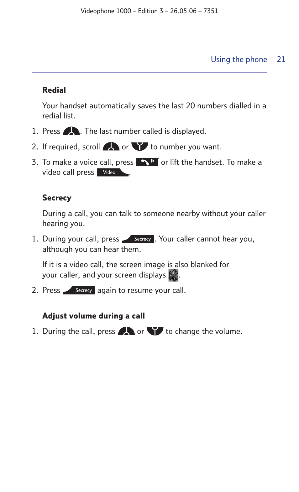 BT Videophone 1000 User Manual | Page 21 / 56