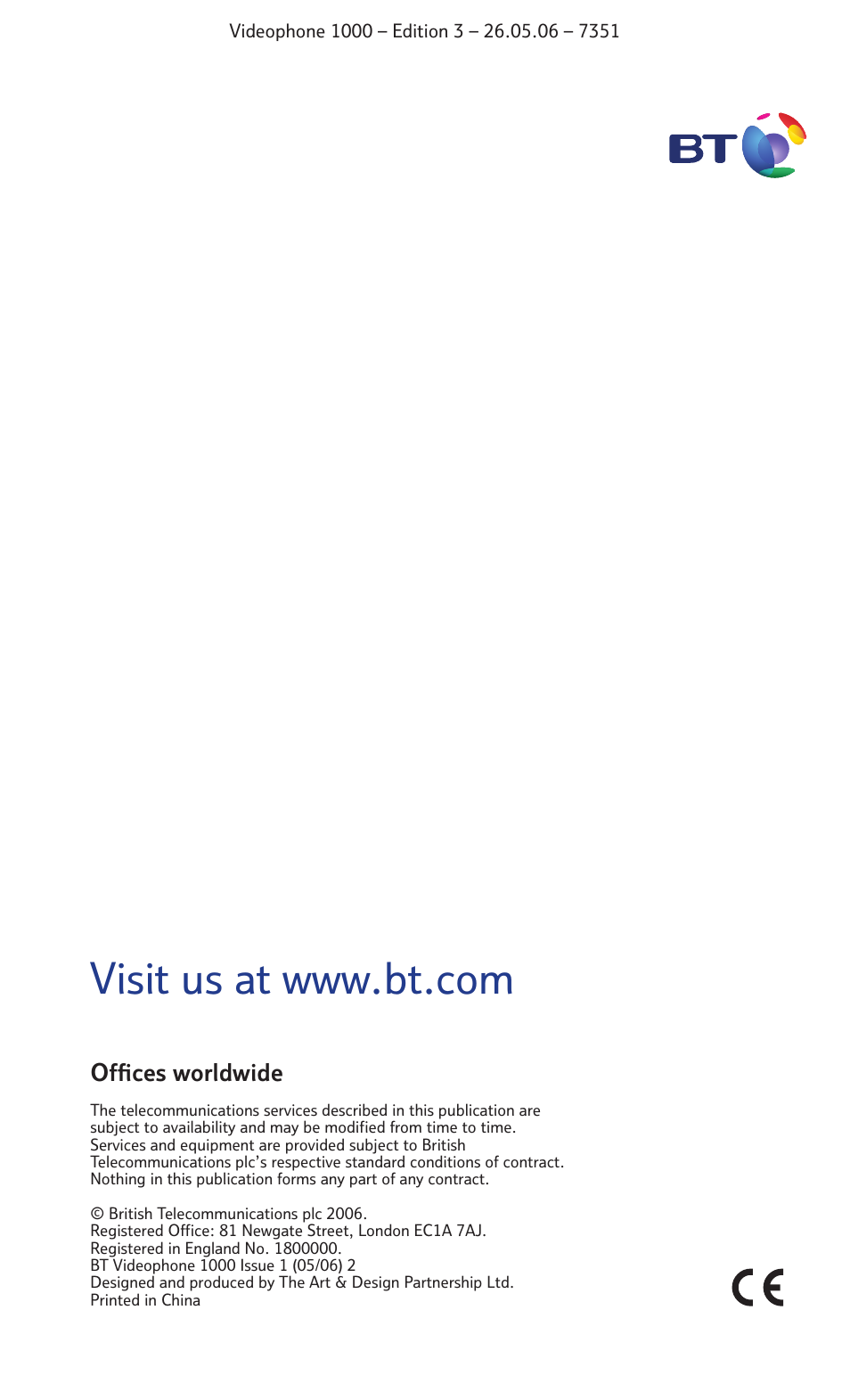 BT Videophone 1000 User Manual | Page 56 / 56