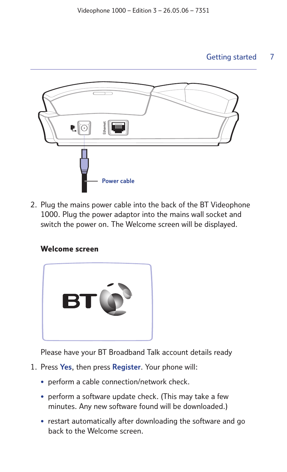 BT Videophone 1000 User Manual | Page 7 / 56
