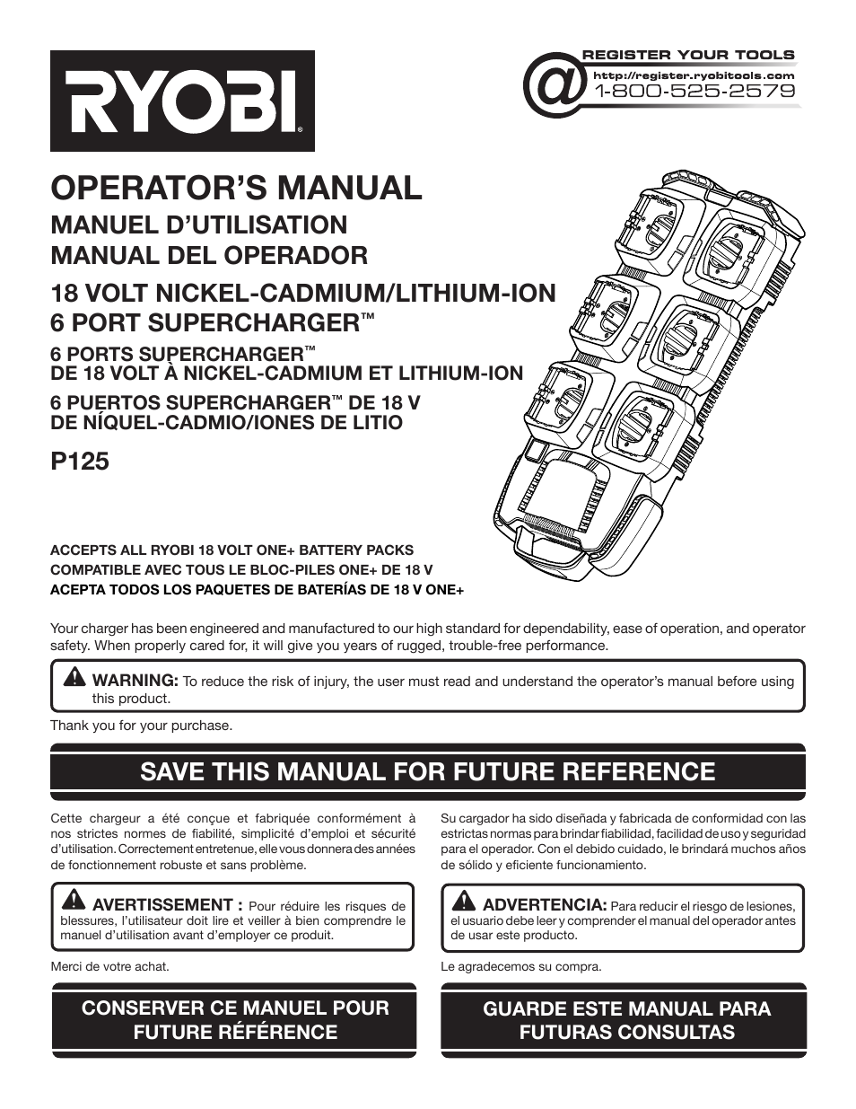 Ryobi P125 User Manual | 28 pages