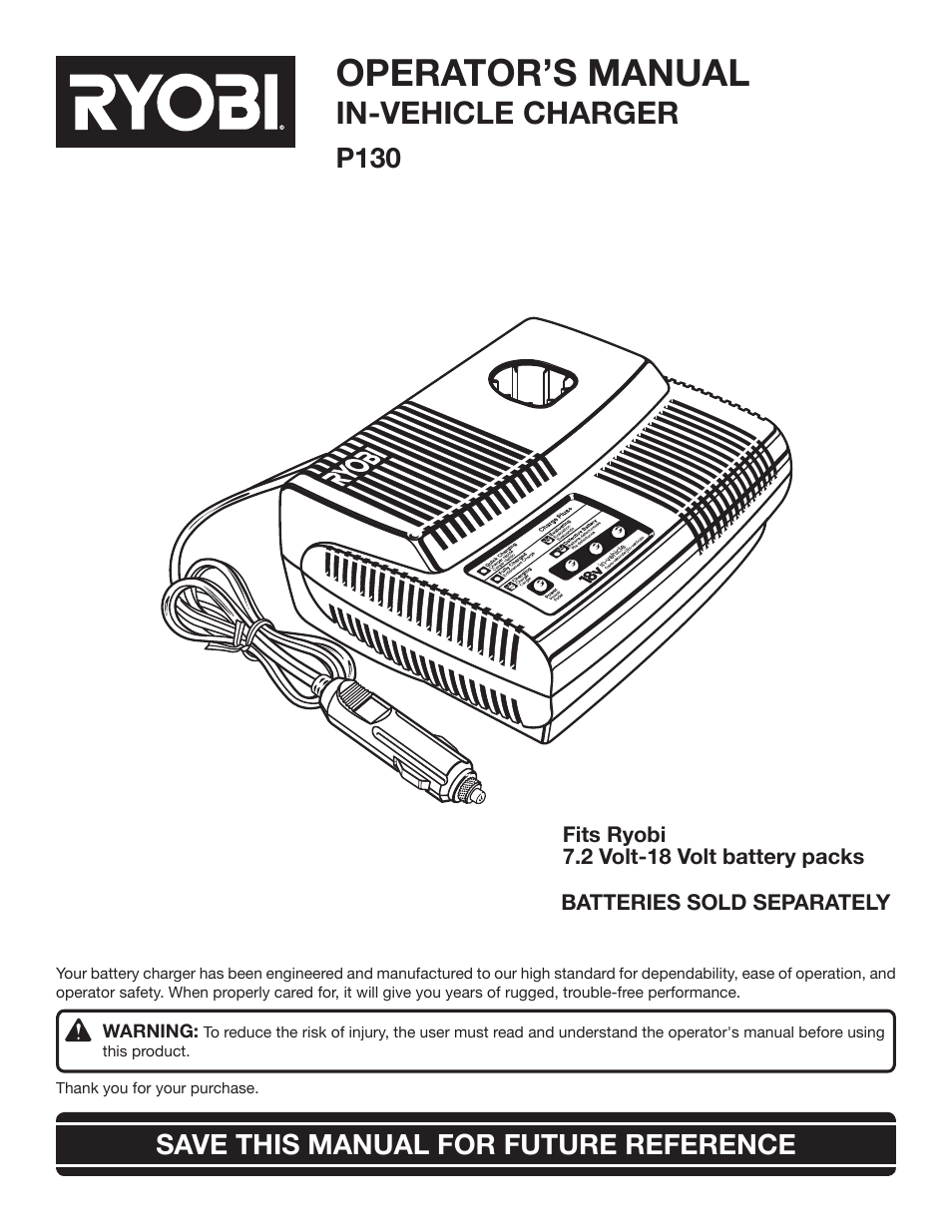 Ryobi P130 User Manual | 10 pages