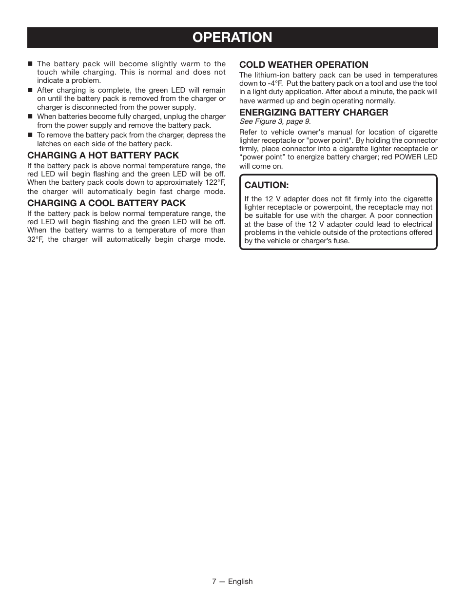 Operation | Ryobi P131 User Manual | Page 7 / 25