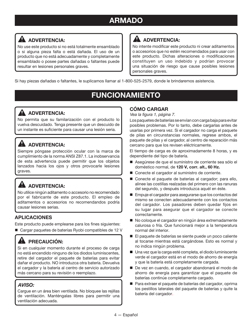 Armado funcionamiento | Ryobi C121D User Manual | Page 12 / 16