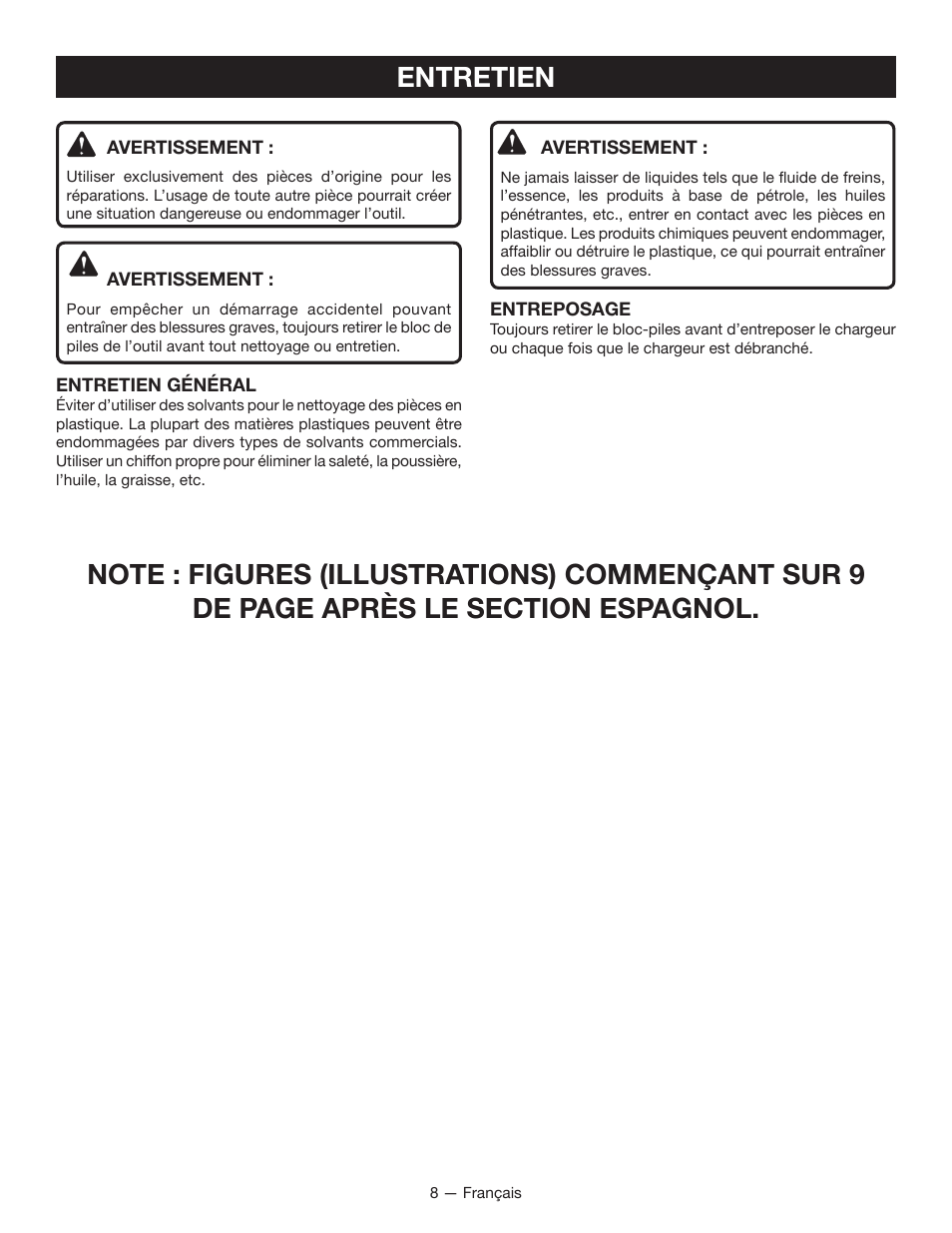 Entretien | Ryobi P116 User Manual | Page 15 / 24