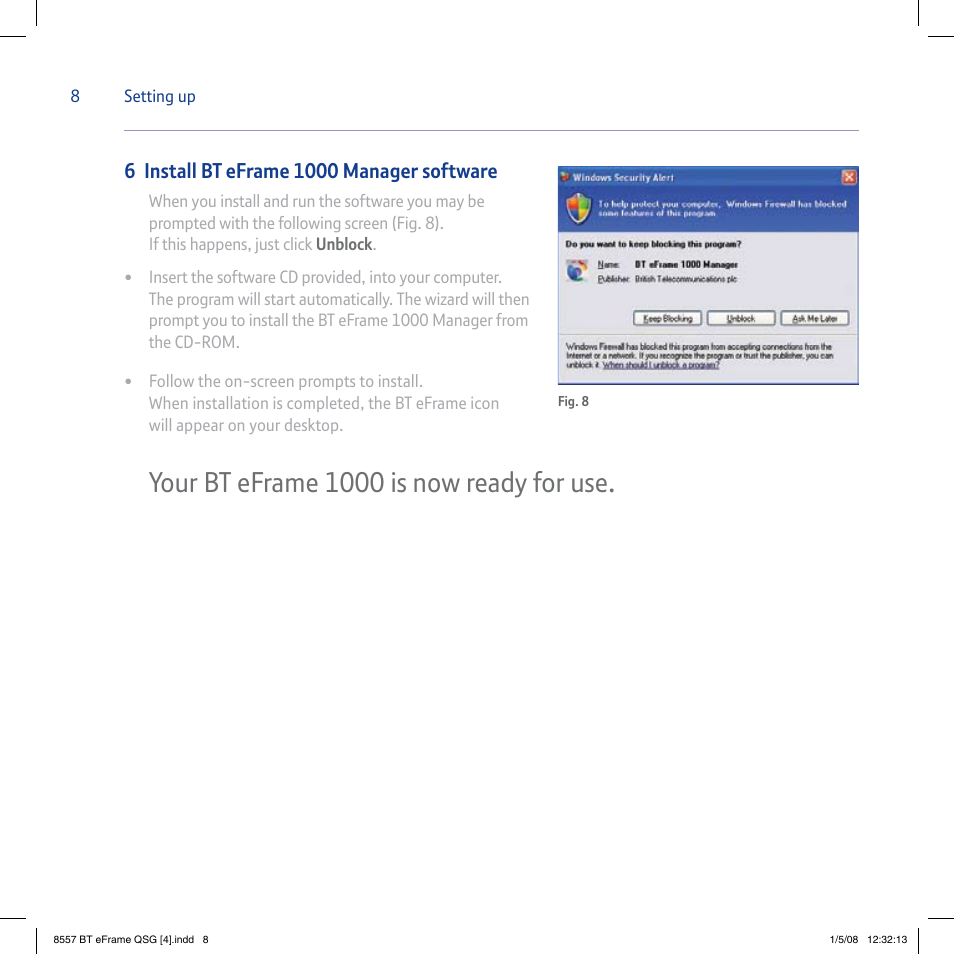 Your bt eframe 1000 is now ready for use | BT eFrame 1000 User Manual | Page 8 / 16