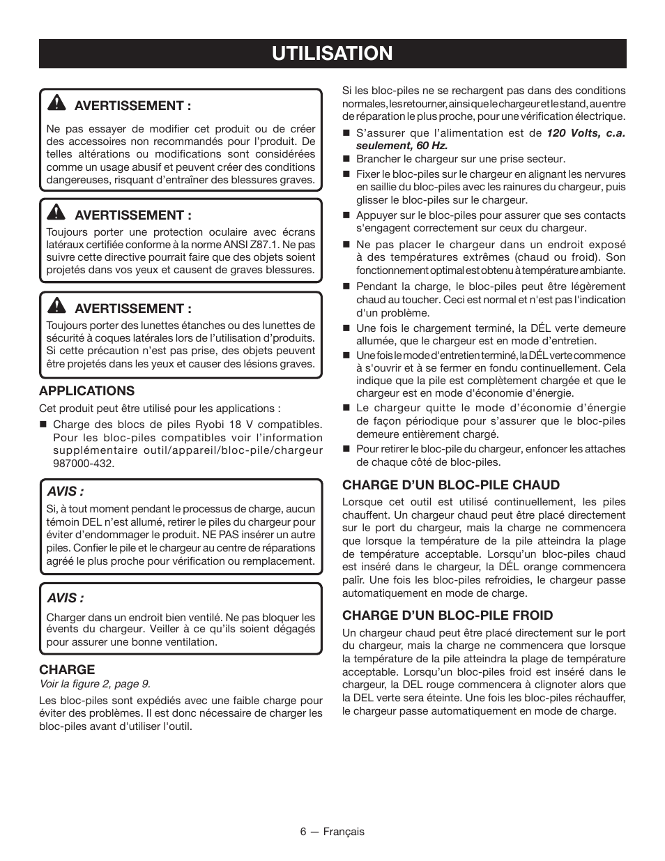 Utilisation | Ryobi P114B User Manual | Page 13 / 24
