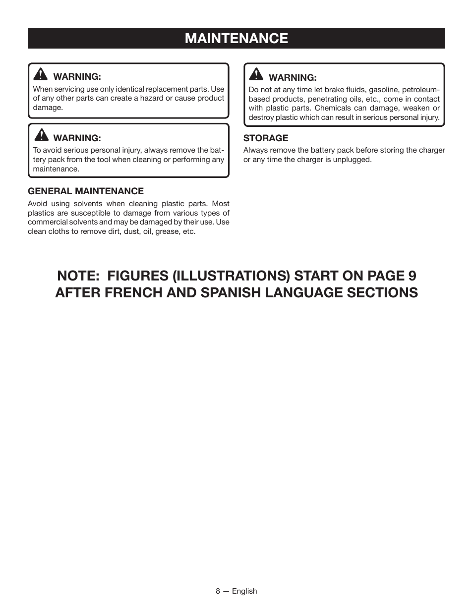 Maintenance | Ryobi P114B User Manual | Page 8 / 24