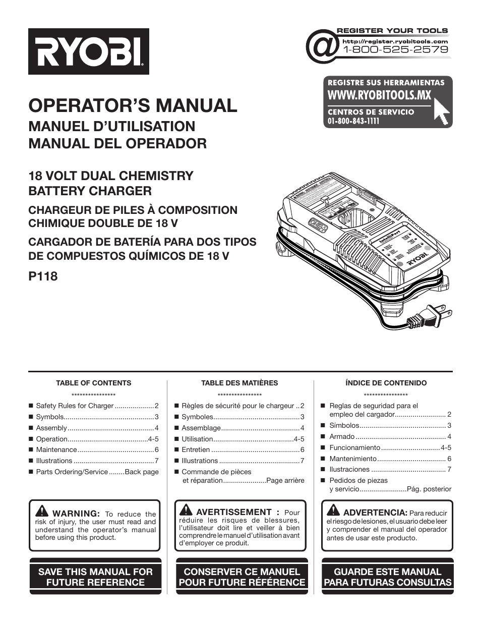 Ryobi P118 User Manual | 20 pages