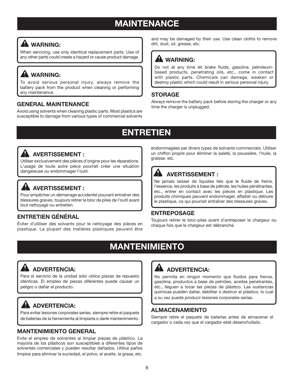 Maintenance, Entretien, Mantenimiento | Ryobi OP401 User Manual | Page 14 / 16