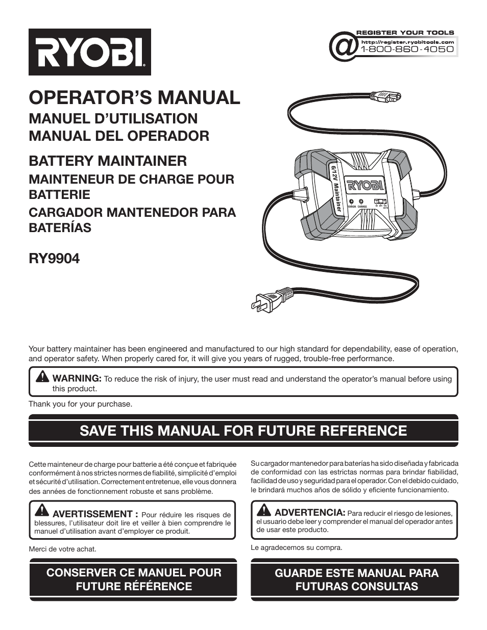 Ryobi RY9904 User Manual | 34 pages