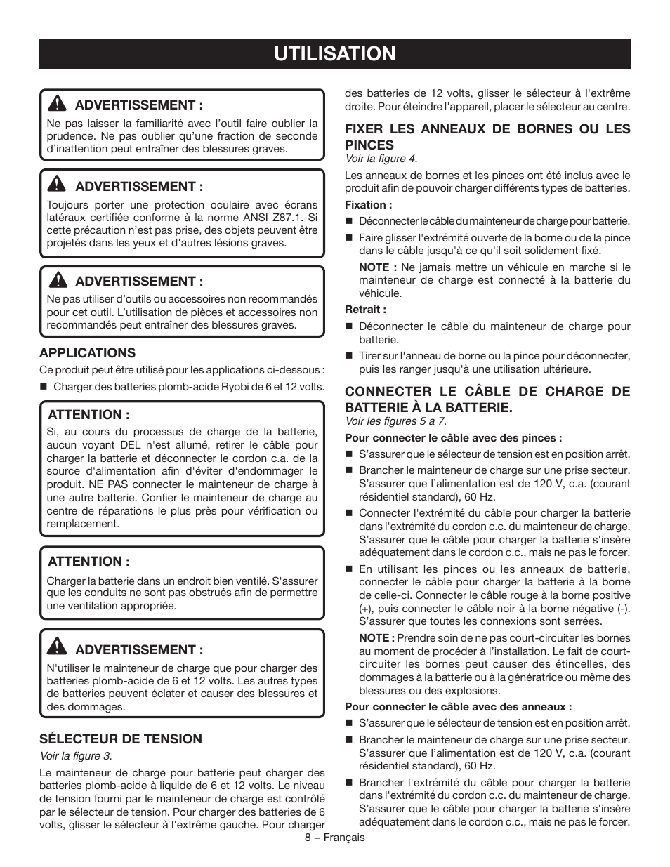 Utilisation | Ryobi RY9904 User Manual | Page 20 / 34