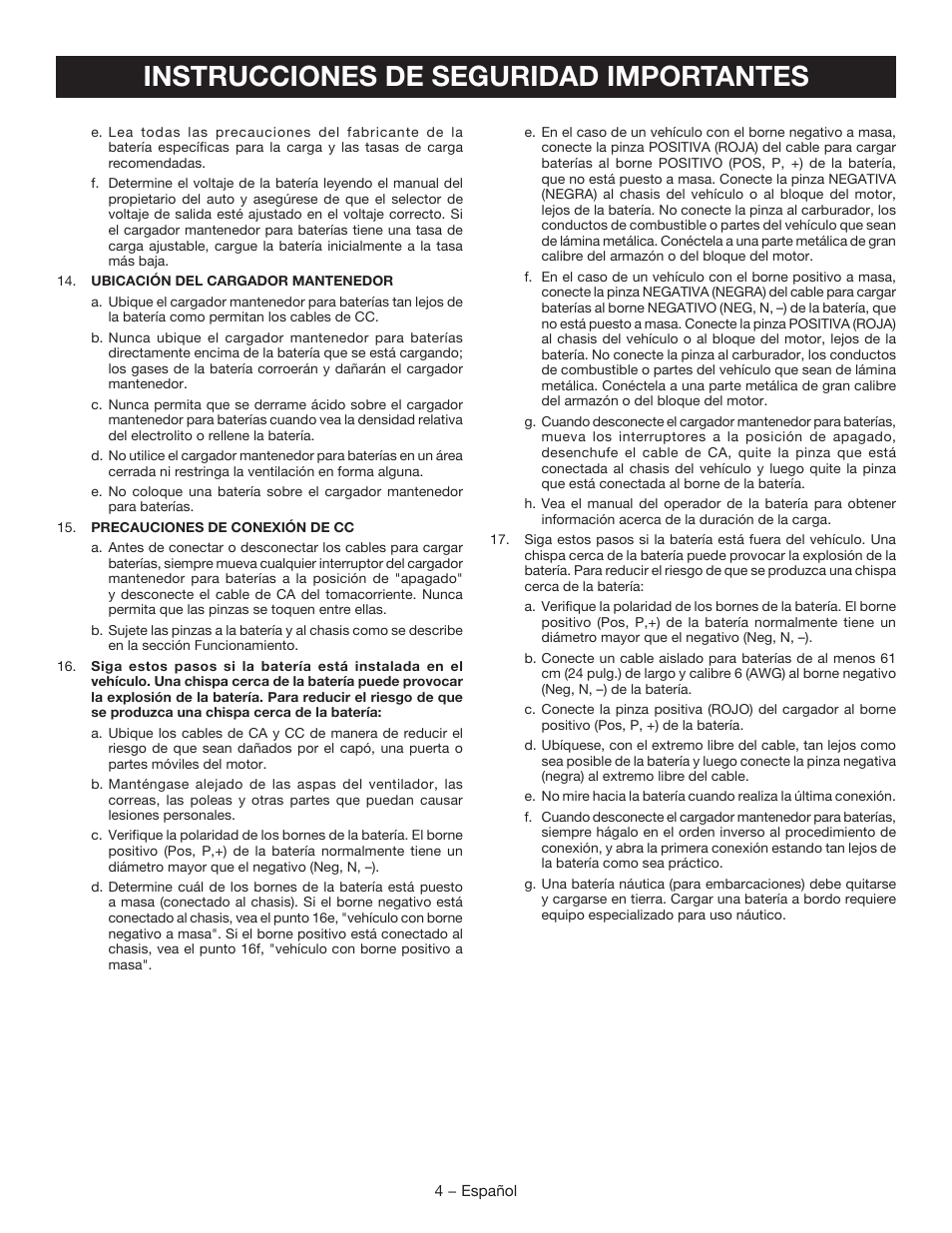 Instrucciones de seguridad importantes | Ryobi RY9904 User Manual | Page 26 / 34