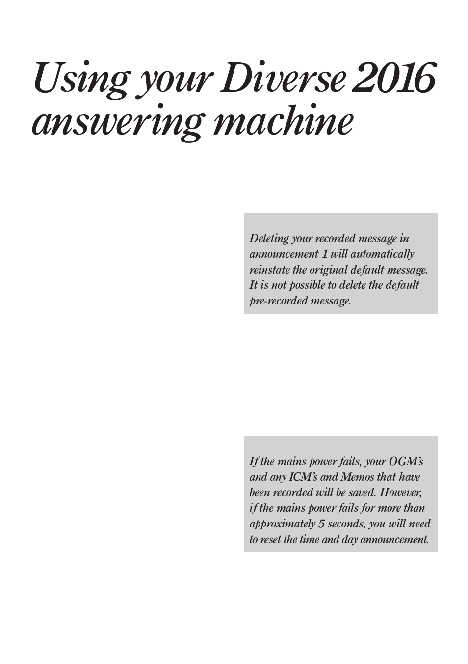Using your diverse 2016 answering machine | BT Diverse 2016 User Manual | Page 27 / 69