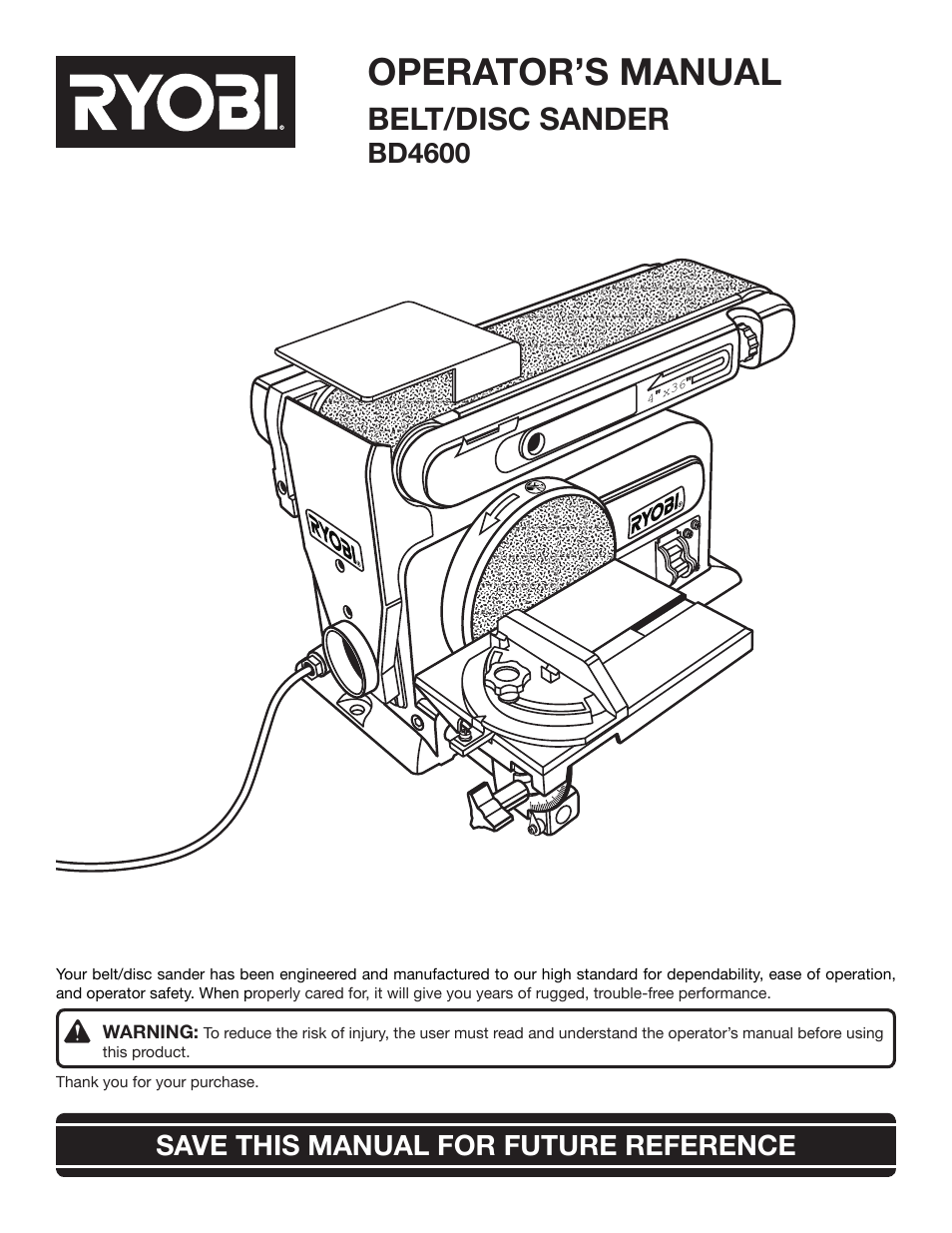 Ryobi BD4600 User Manual | 18 pages