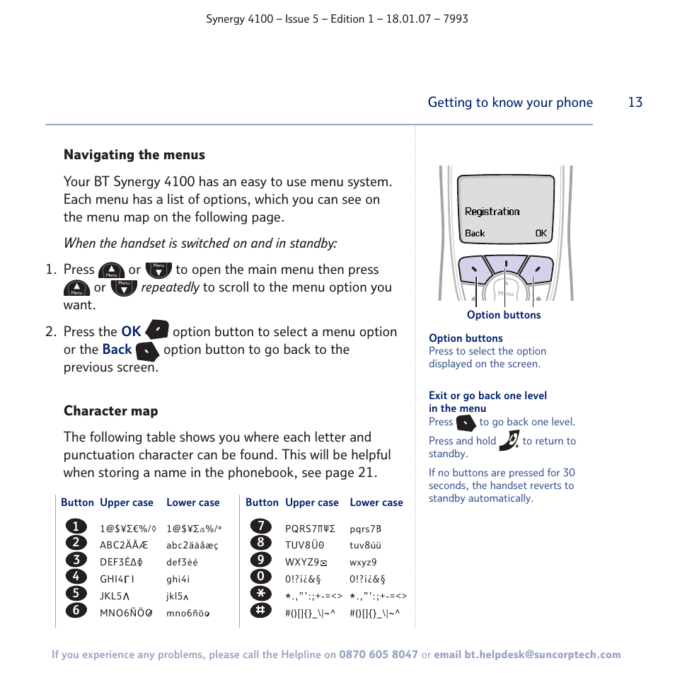 13 getting to know your phone | BT SYNERGY 4100 User Manual | Page 13 / 84