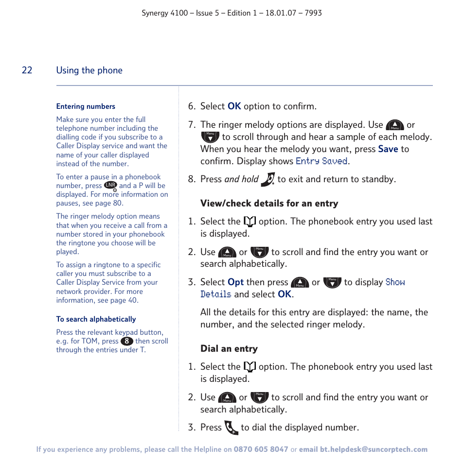 BT SYNERGY 4100 User Manual | Page 22 / 84