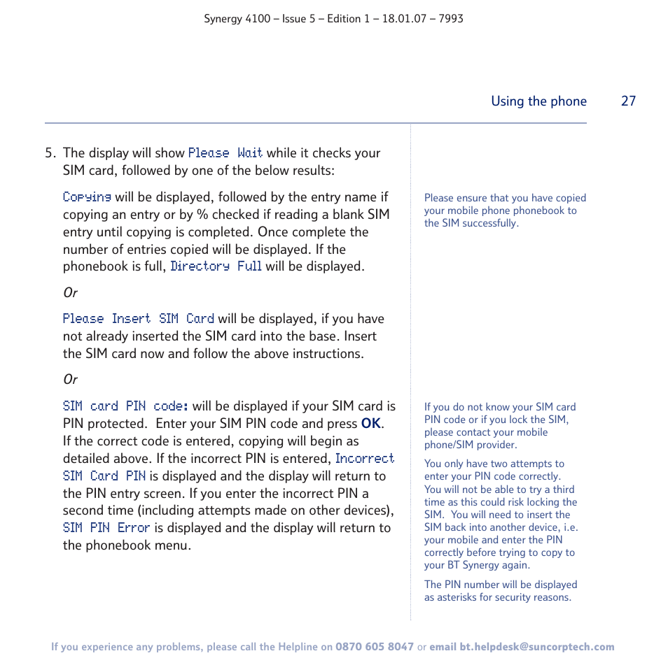 BT SYNERGY 4100 User Manual | Page 27 / 84
