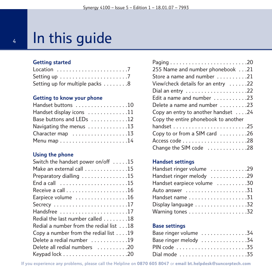 BT SYNERGY 4100 User Manual | Page 4 / 84