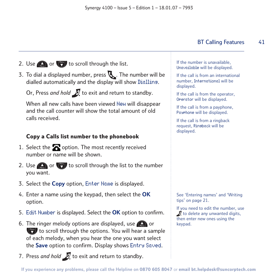 BT SYNERGY 4100 User Manual | Page 41 / 84