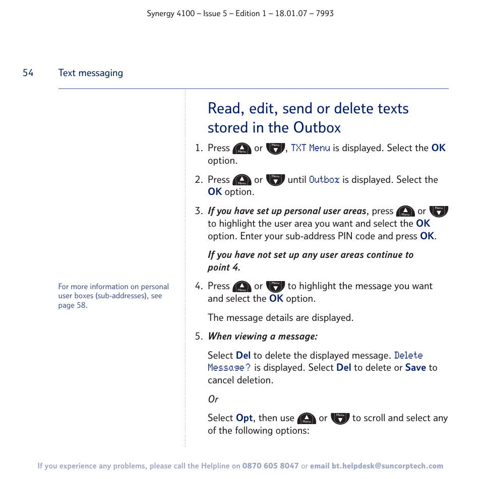 BT SYNERGY 4100 User Manual | Page 54 / 84