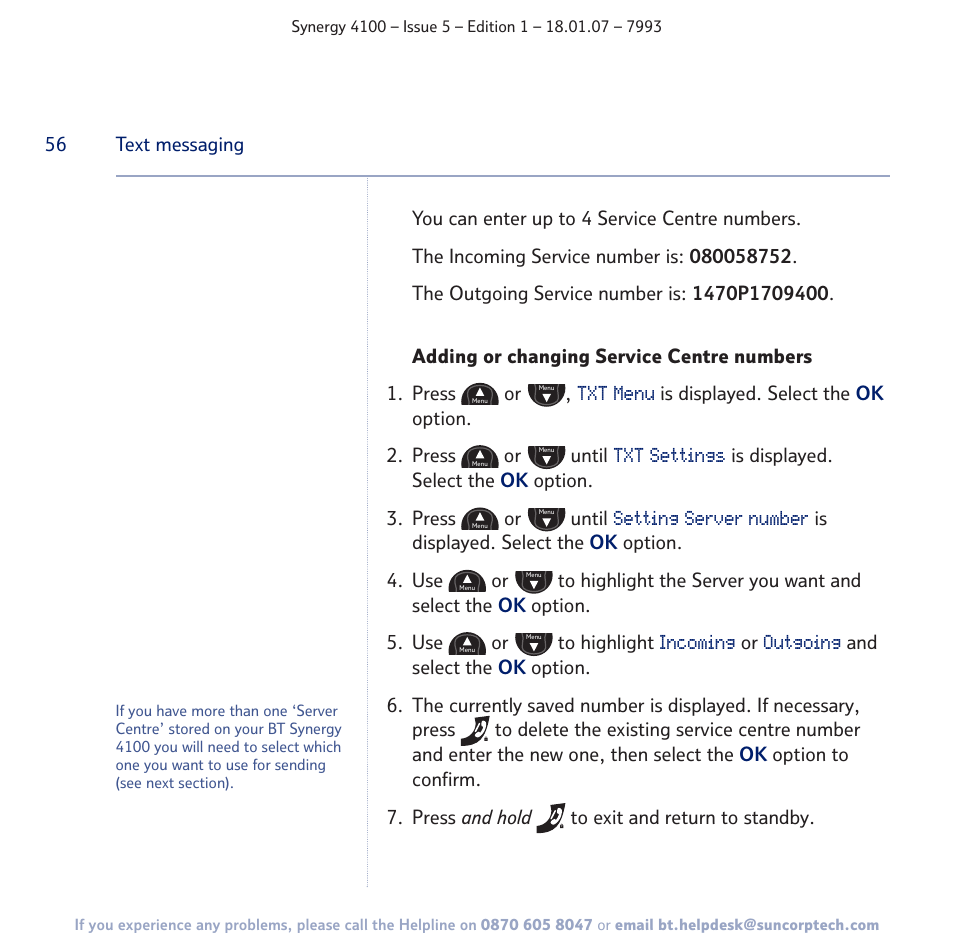 BT SYNERGY 4100 User Manual | Page 56 / 84