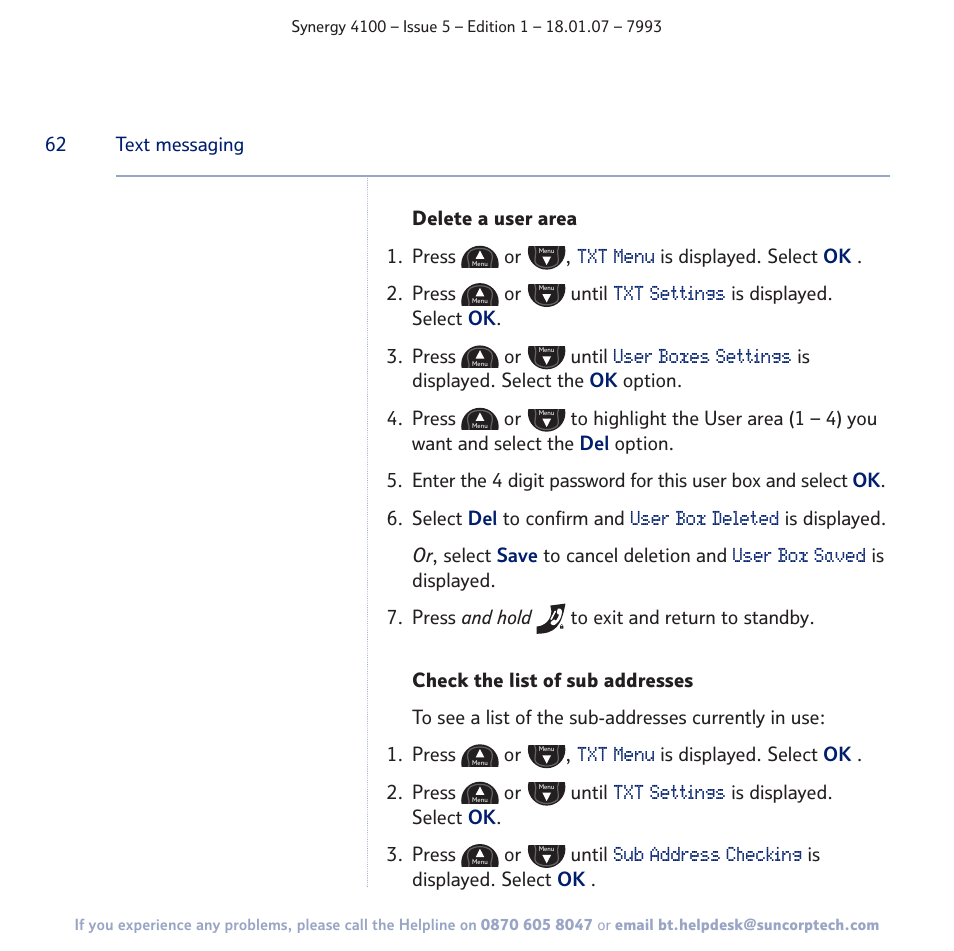 BT SYNERGY 4100 User Manual | Page 62 / 84