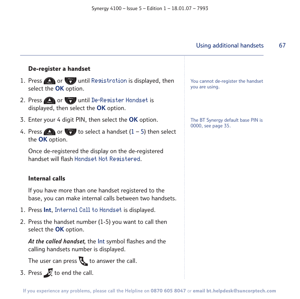 BT SYNERGY 4100 User Manual | Page 67 / 84