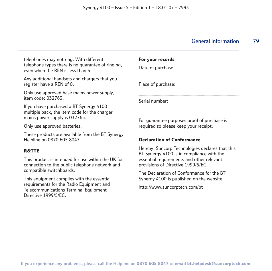 BT SYNERGY 4100 User Manual | Page 79 / 84