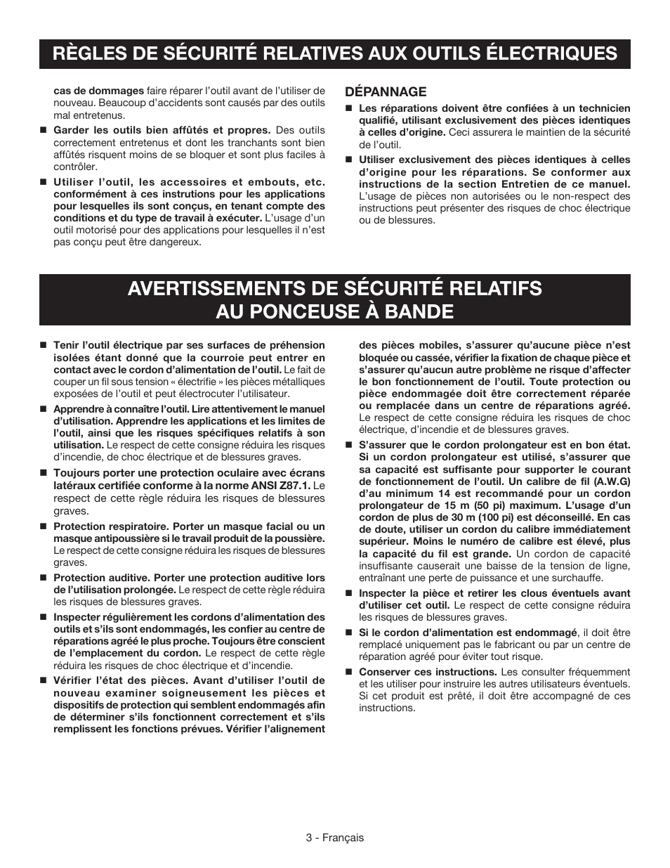 Dépannage | Ryobi BE3182G User Manual | Page 12 / 32