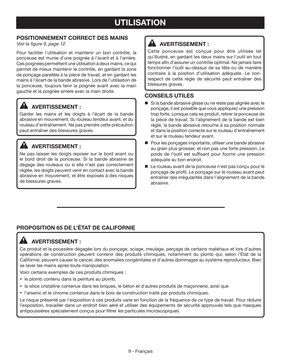 Utilisation | Ryobi BE3182G User Manual | Page 18 / 32