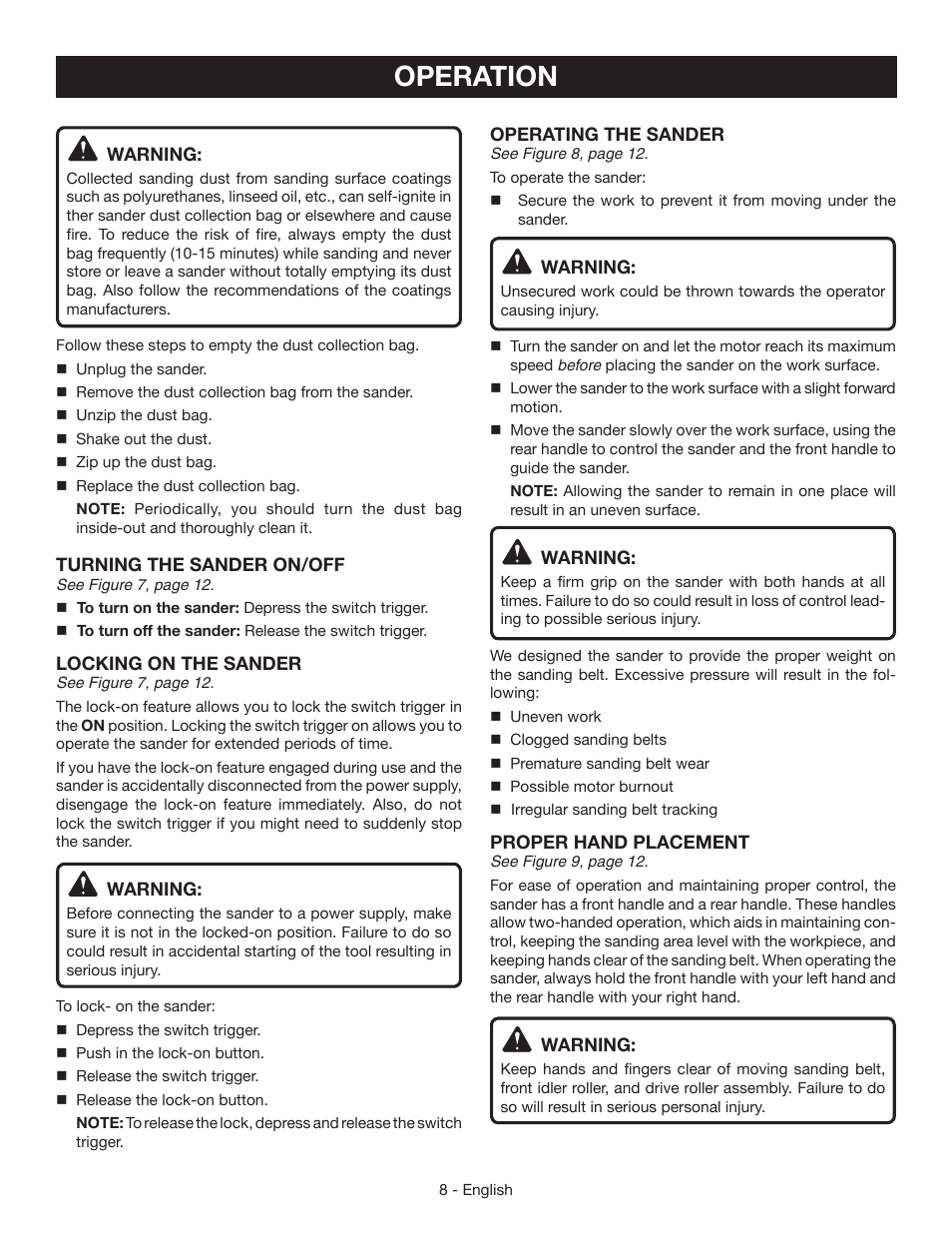 Operation | Ryobi BE3182G User Manual | Page 8 / 32