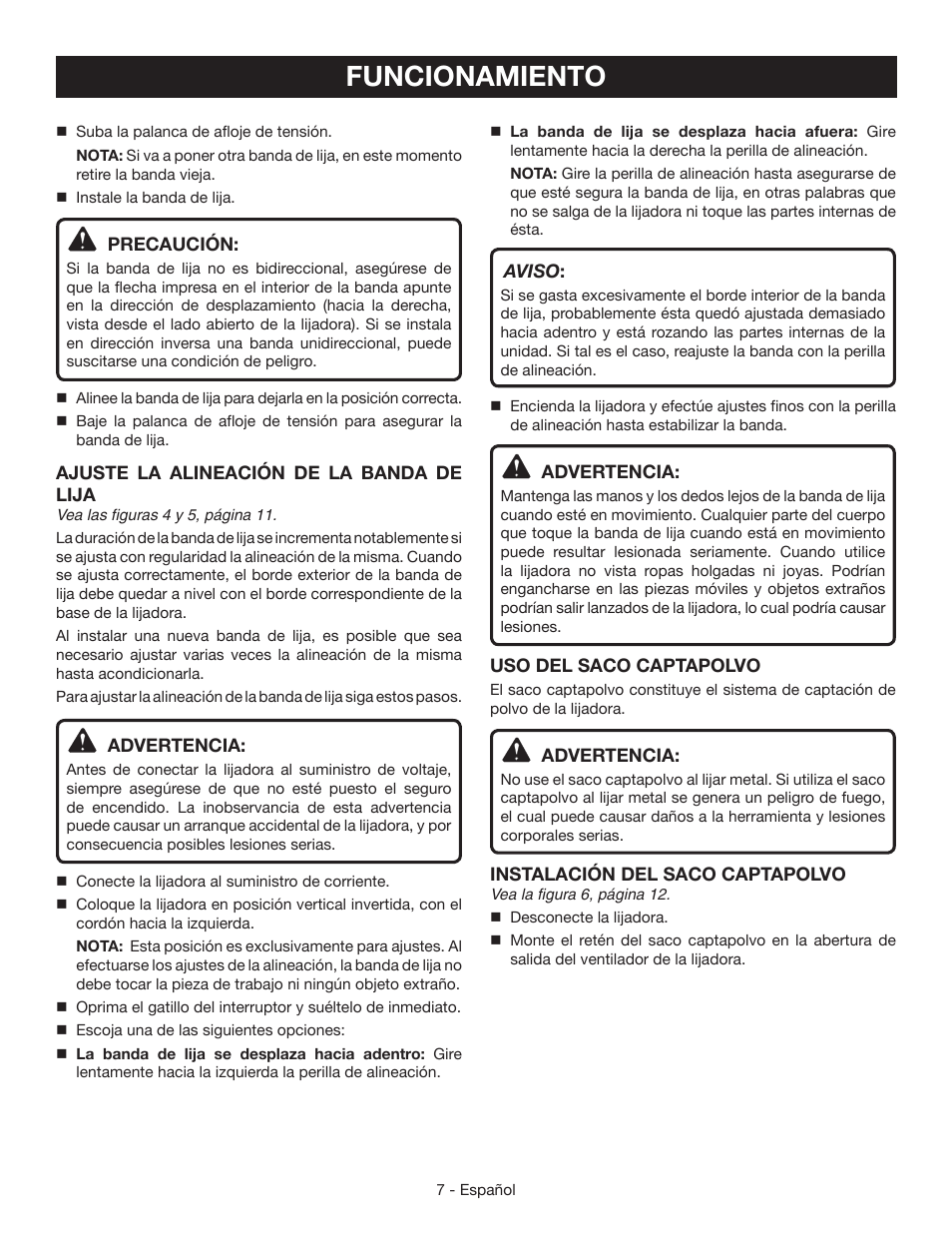 Funcionamiento | Ryobi BE319 User Manual | Page 25 / 32