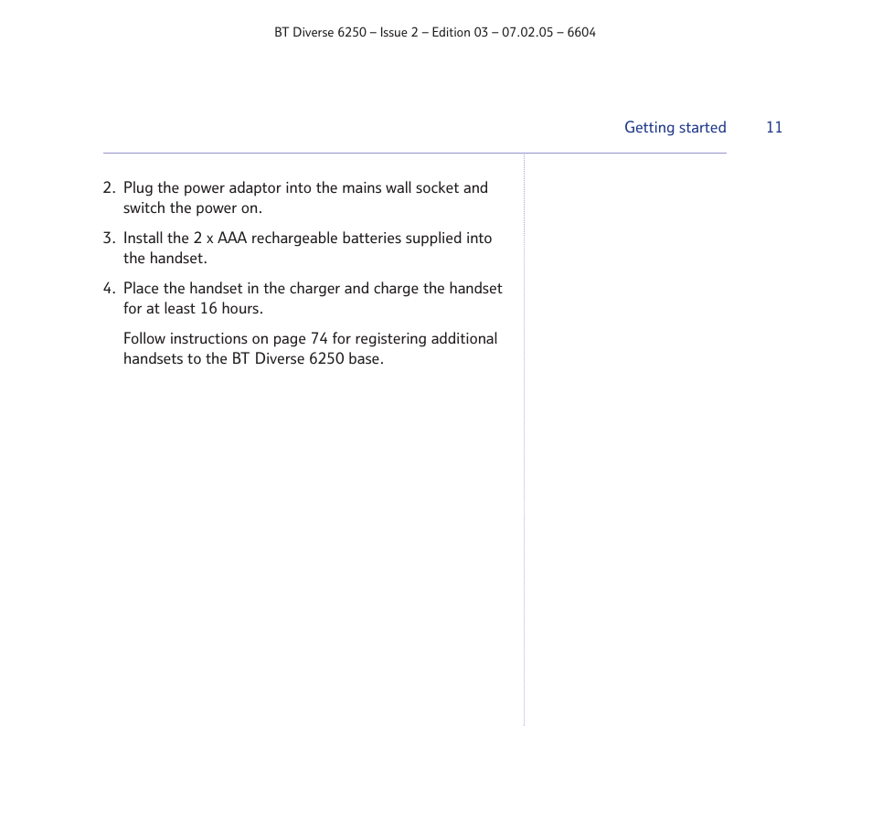 BT DIVERSE 6250 User Manual | Page 11 / 88