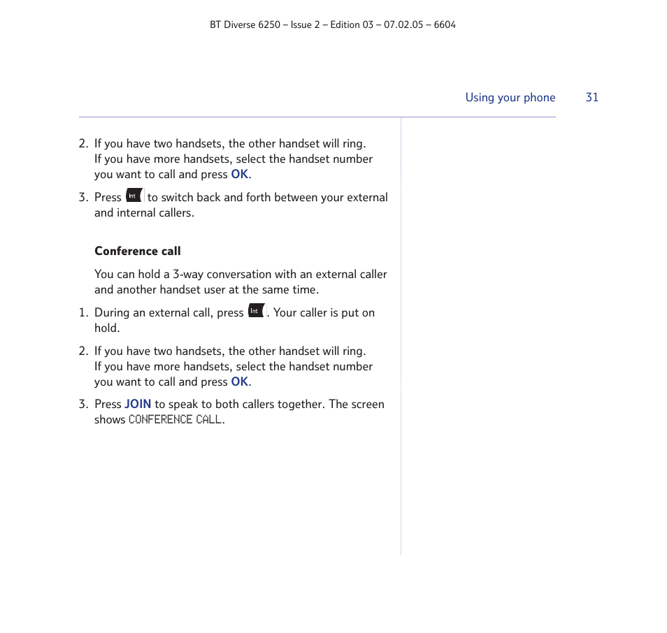 BT DIVERSE 6250 User Manual | Page 31 / 88