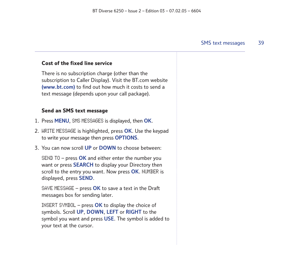 BT DIVERSE 6250 User Manual | Page 39 / 88