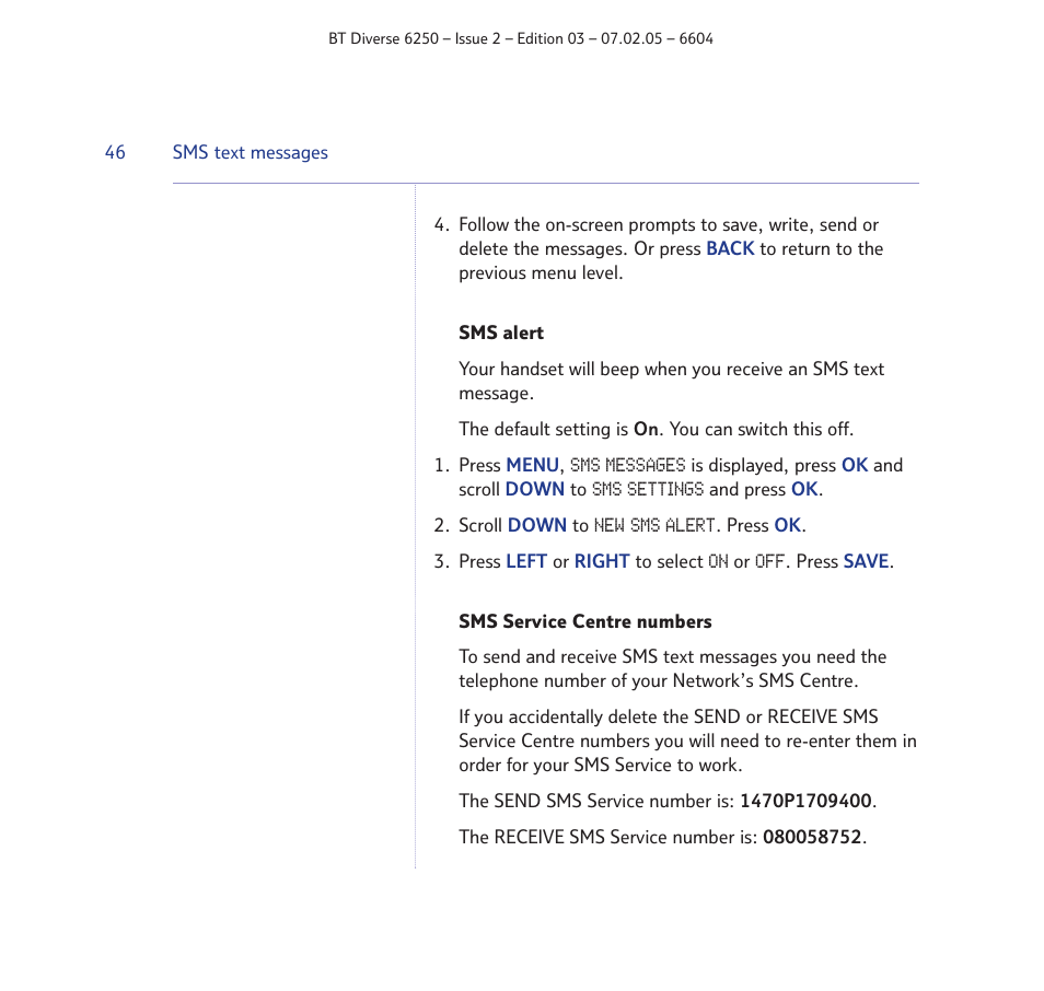 BT DIVERSE 6250 User Manual | Page 46 / 88