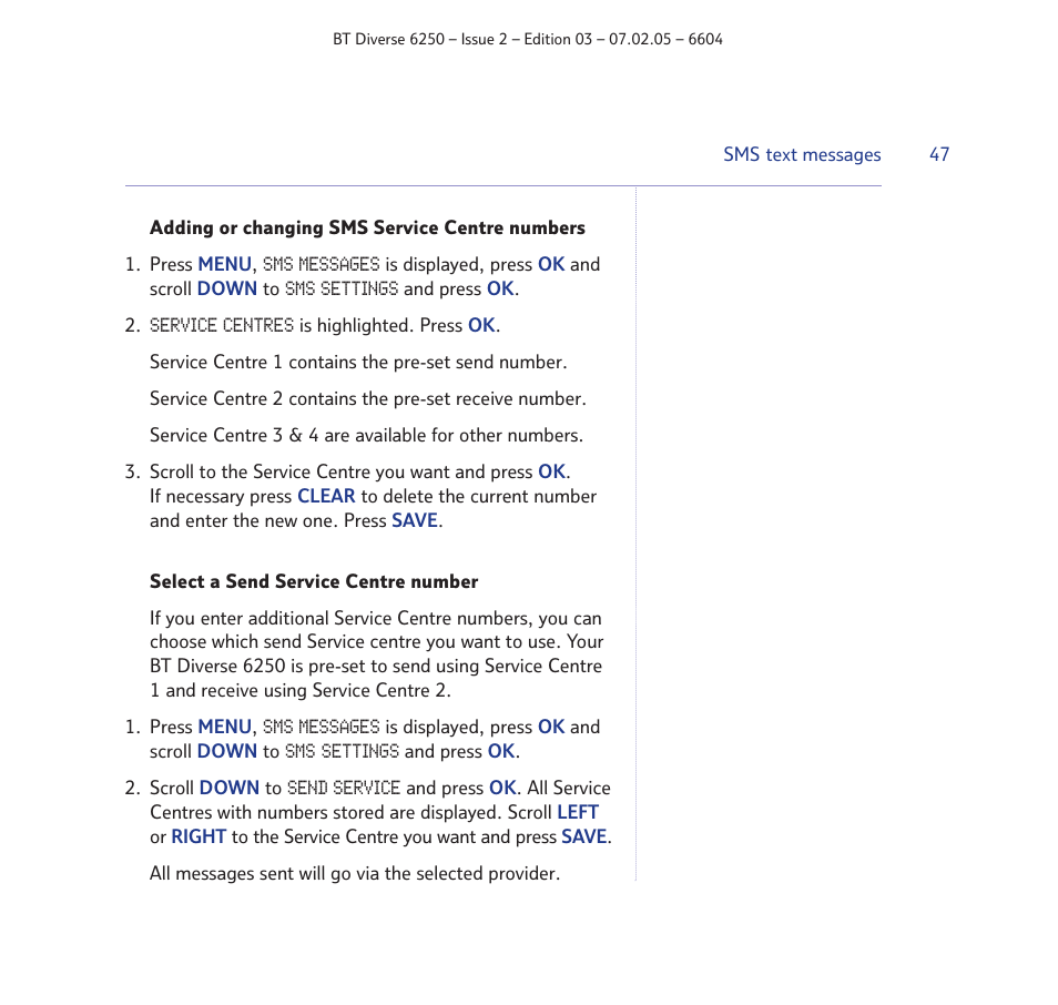 BT DIVERSE 6250 User Manual | Page 47 / 88