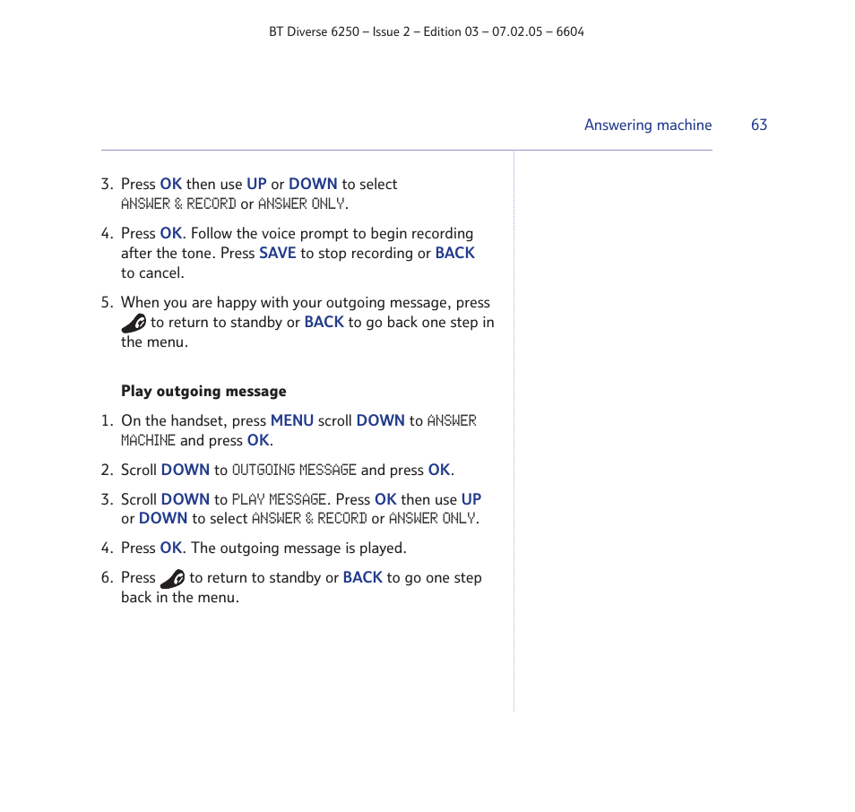 BT DIVERSE 6250 User Manual | Page 63 / 88