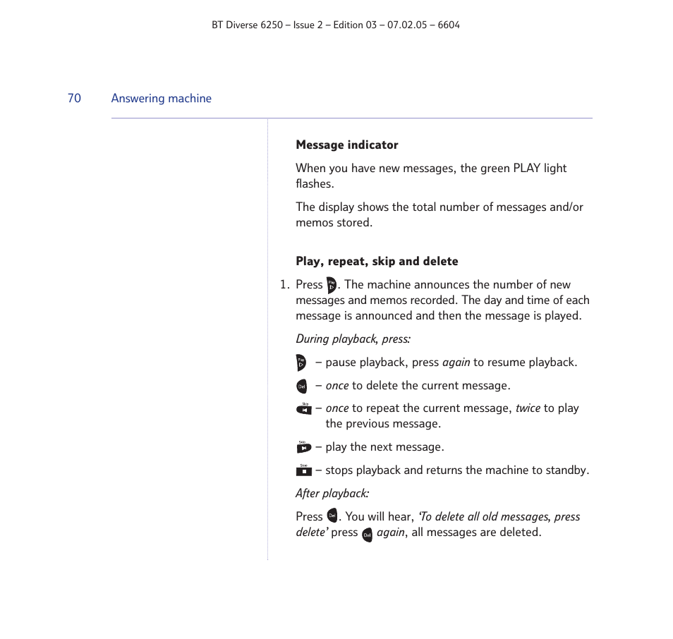 BT DIVERSE 6250 User Manual | Page 70 / 88