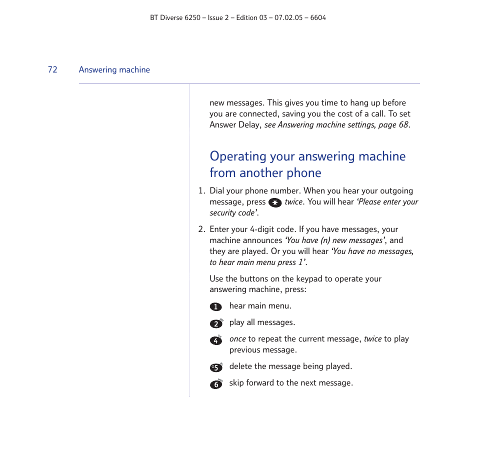 BT DIVERSE 6250 User Manual | Page 72 / 88