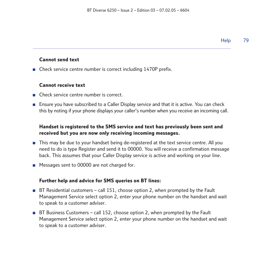 BT DIVERSE 6250 User Manual | Page 79 / 88