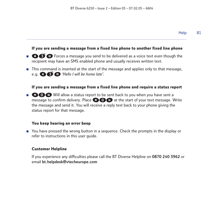 BT DIVERSE 6250 User Manual | Page 81 / 88