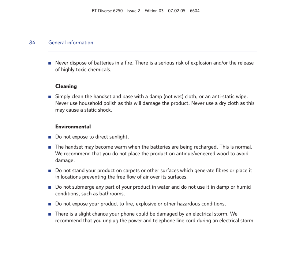 BT DIVERSE 6250 User Manual | Page 84 / 88