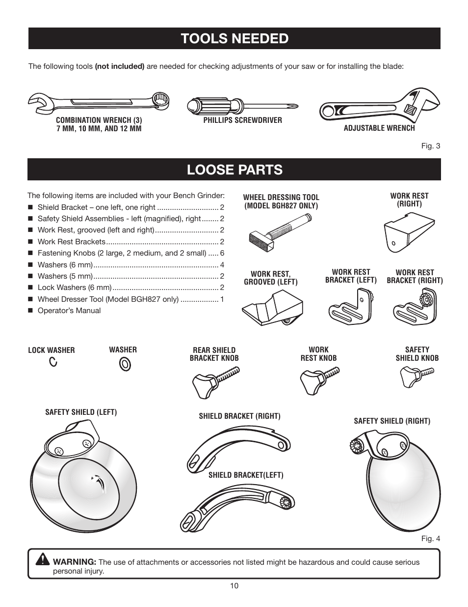 Tools needed loose parts | Ryobi BGH616 User Manual | Page 10 / 18