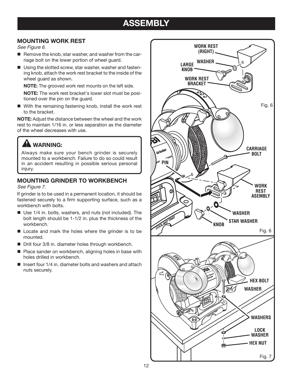 Assembly | Ryobi BGH616 User Manual | Page 12 / 18