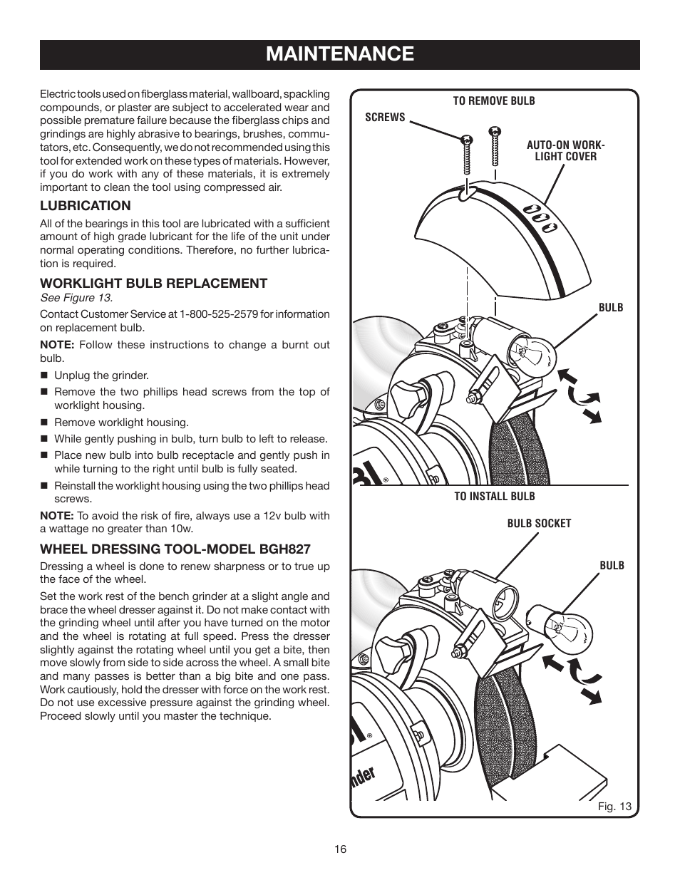 Maintenance | Ryobi BGH616 User Manual | Page 16 / 18