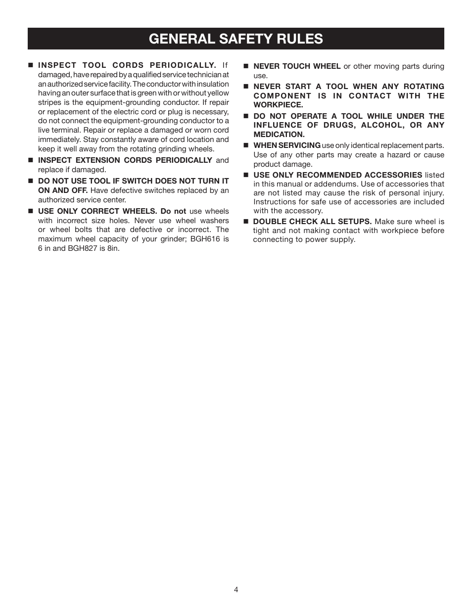 General safety rules | Ryobi BGH616 User Manual | Page 4 / 18