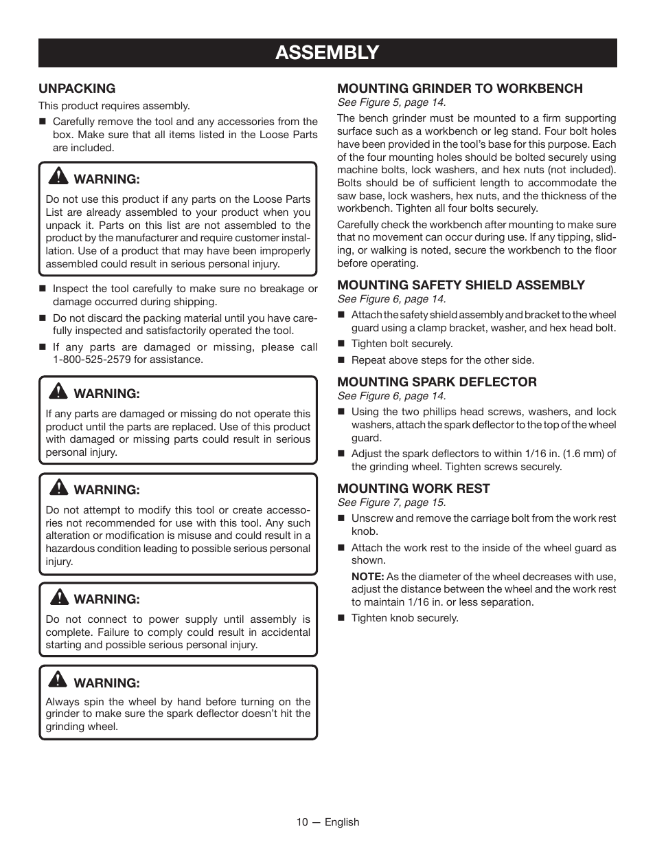 Assembly | Ryobi BGH6110 User Manual | Page 10 / 40