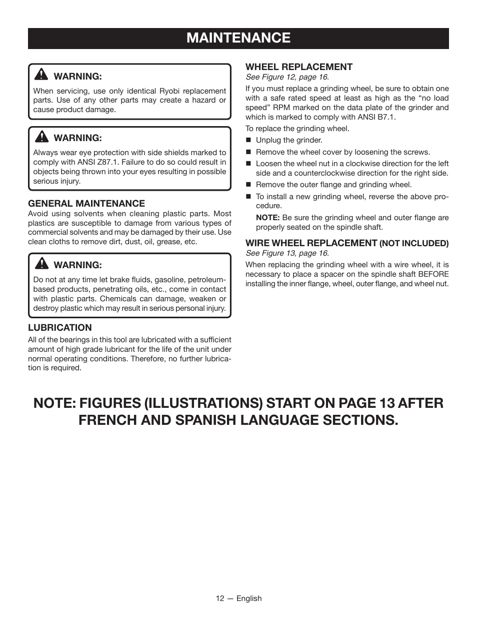 Maintenance | Ryobi BGH6110 User Manual | Page 12 / 40