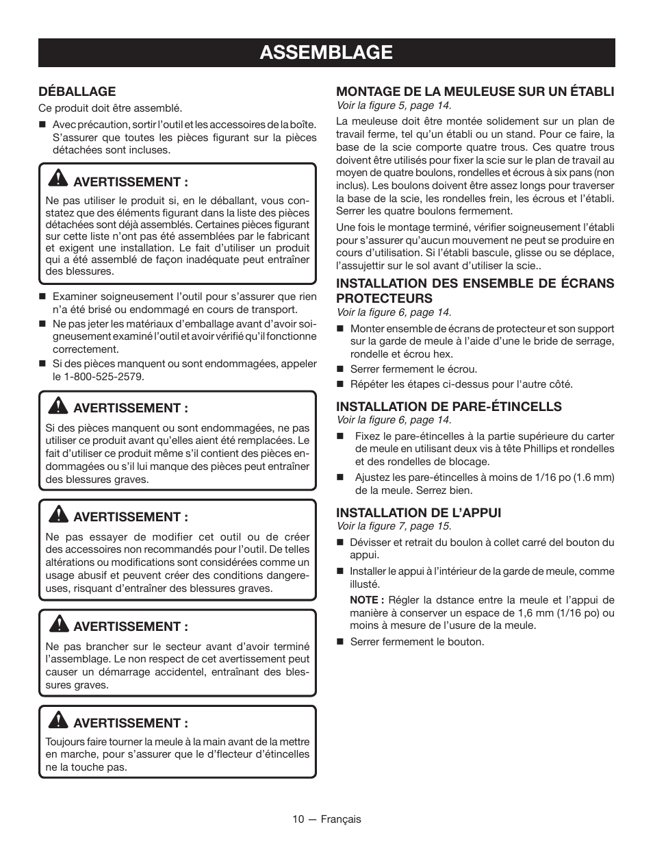 Assemblage | Ryobi BGH6110 User Manual | Page 21 / 40